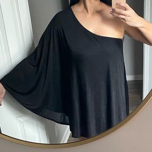 Asos one shoulder black flowy shirt 8